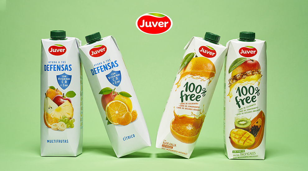 Juver Alimentación lanza su nueva línea de zumos JUVER DEFENSAS y amplía su gama 100% Free