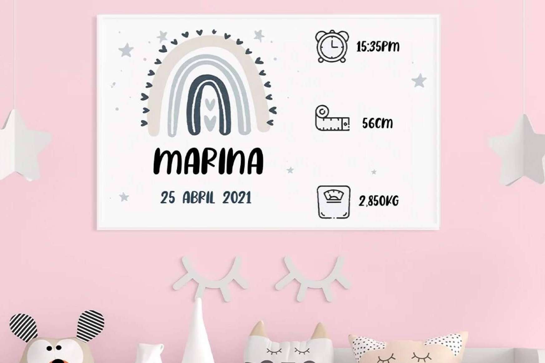 Lienzos personalizados para el nacimiento de un bebé, con Ve Alma