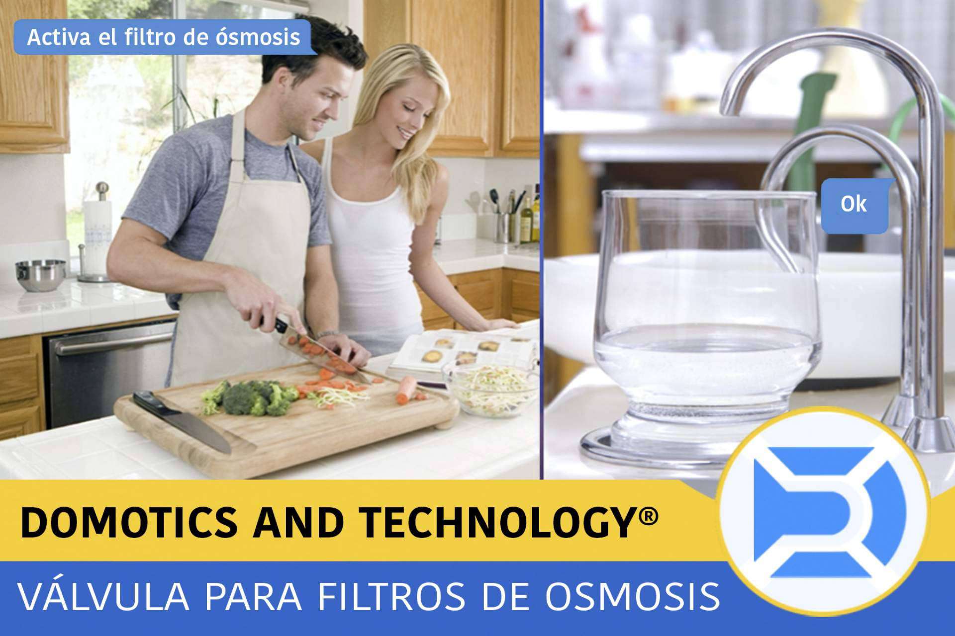 Agua osmotizada con la válvula inteligente de Domotics and Technology