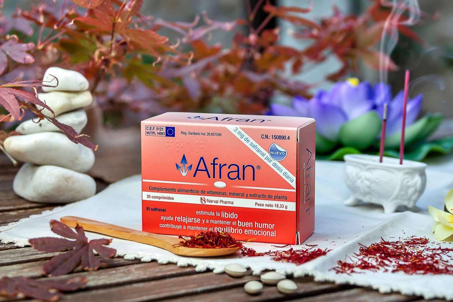 Narval Pharma explica que el Afrán es un complemento alimenticio que contribuye al equilibrio emocional y buen humor