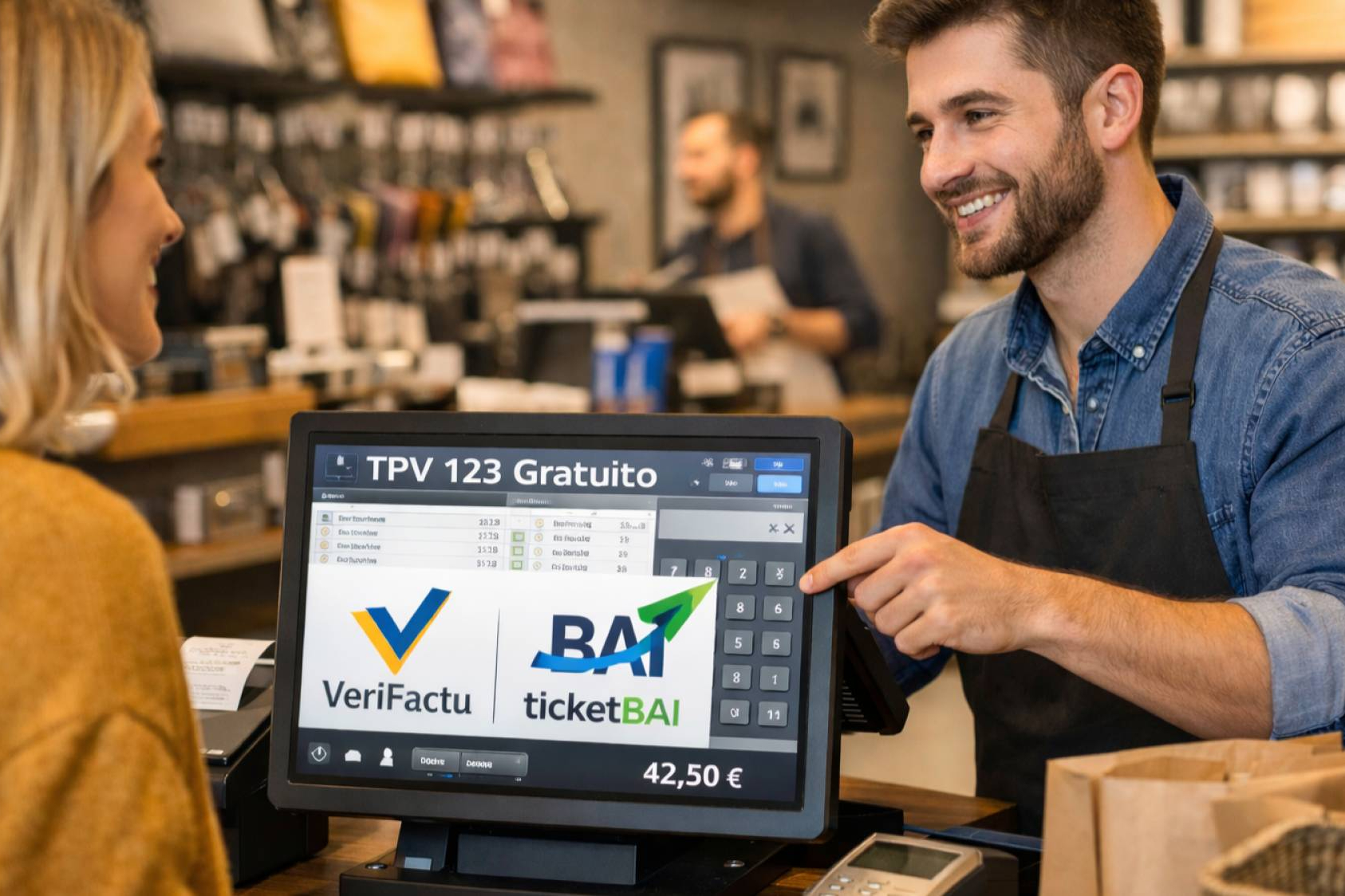 El ecosistema TPV 123 Gratuito integra control horario y adecuación completa a los sistemas VeriFactu y TicketBAI